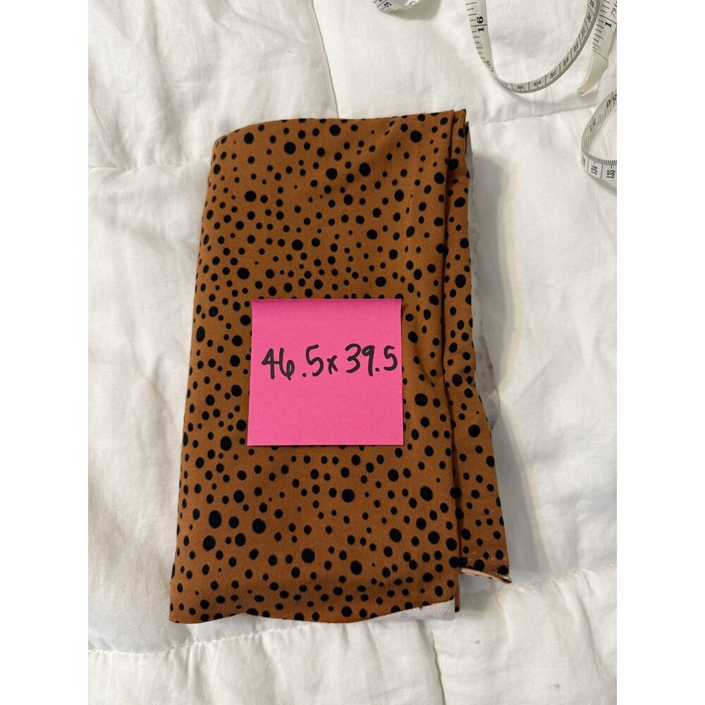 Brown Black Cheetah Print Fabric Remnant Approx. 46.5 x 39.5 Inches